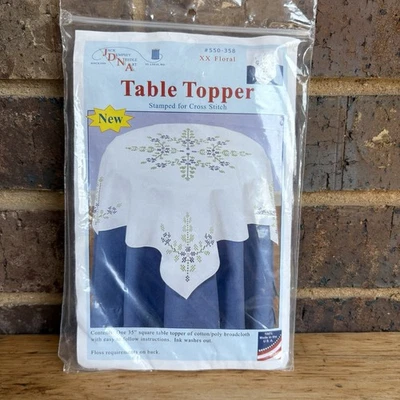 Jack Dempsey Stamped White Perle Edge Table Topper 35"X35" XX Floral - Image 1 of 3