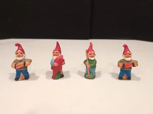 Zeho Garden Gnomes, Lot of 4, Vintage 1960-70's, 2",Hard Rubber  - Picture 1 of 6
