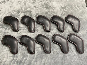 [MAGNETIC] Callaway Iron Head Cover 10 Pc 4-9, X, P, A, S (Black & Red Stitches) - Picture 1 of 13