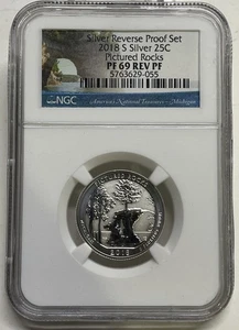 2018-S Reverse Proof Silver Pictured Rocks Quarter 25c NGC PF69 Only 199,116 Min - Picture 1 of 5