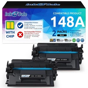 INK E-SALE 148A Black Toner Cartridge For HP LaserJet Pro 4001 4101 (2 Pack) - Picture 1 of 2