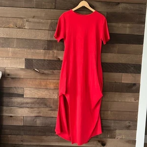 Aakasha Women's Red Ribbed Leg Slit Dress - Picture 1 of 8