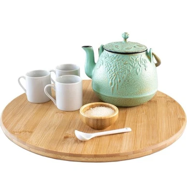 Bamboo Wood Lazy Susan Kitchen Spice Organizer Turntable Cabinet Countertop 14” - Image 1 of 4