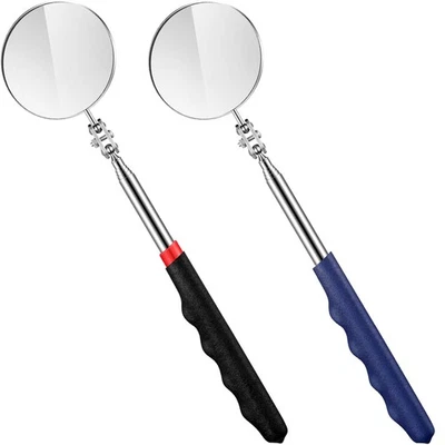 Paquete de 2 espejos de inspección telescópicos 29" herramienta mecánica extensible negro y azul Foto 1 de 4