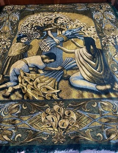 "Colcha con flecos estilo cosechadora 90 X 74"" muy rara" - Imagen 1 de 18