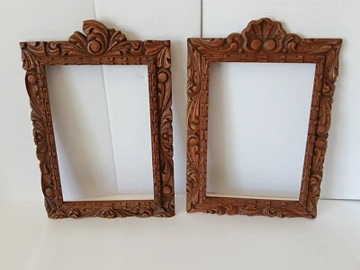 Carved Wooden Rectangle  Mirror Painting Picture Frame  Wall Decor Two Styles  - Image 1 of 4