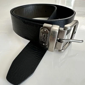 Men’s Levi Strauss Silver Antiqued Stagecoach Buckle Black Leather 30-32 Small - Picture 1 of 10