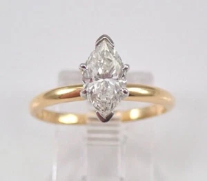 1.03Ct Marquise Cut Lab-Created SOLITAIRE Engagement Ring 14K Yellow Gold Plated - Picture 1 of 9