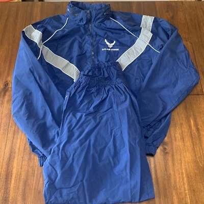 US Air Force Skilcraft Hombres Vintage Años 80 Chaqueta Cortavientos Conjunto Azul Gris Grande Foto 1 de 4