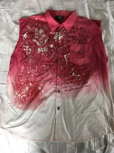 Mens Pink Cut-off Button Up Shirt 4XL XXXXL Burning Man - Picture 1 of 9