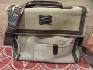 Camel Active braune Canvas & Leder Kuriertasche Laptop-Aktentasche Tasche verstellbarer Riemen - Bild 1 von 24