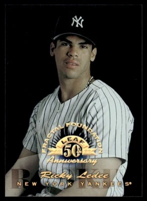1998 Leaf Fractal Foundations GOLD LEAF ROOKIE Ricky Ledee 3905/3999 New York - Image 1 of 2