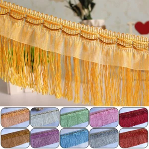 12M Luxury Beaded Tassel Trim Fringe Braid Trimming Curtain Edge Decor 18Colors - Picture 1 of 26