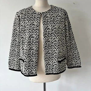 Marks & Spencer Black White Animal Print Collarless Jacket Fringe Size 20 BNWT - Picture 1 of 10