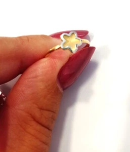 Anillo Mujer Chica Oro Amarillo Blanco 18KT 750 Flor Bague O Oro - Imagen 1 de 3