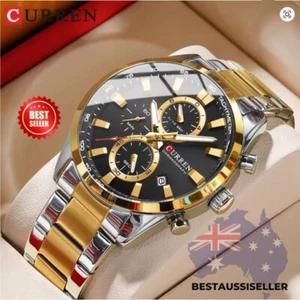 Luxury Men's Chronograph Watch Quartz Date Waterproof Stainless Steel CURREN 844 - Picture 1 of 16