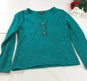 Eddie Bauer Turquoise Pull Over V-Neck Sweater Women's Size S - Picture 1 of 8