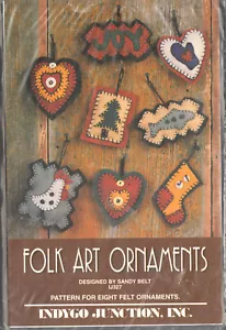 Folk Art Felt Ornaments Indygo Junction pattern By Sandy Belt IJ327 dated 1994 - Picture 1 of 1