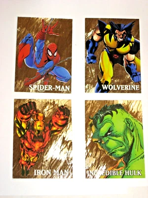 Marvel Creators Collection 1998 inserción dorada juego de 4 cartas Spider-Man Wolverine Hulk Foto 1 de 4