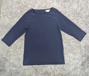 LACOSTE Blouse Women 32 Blue 100% Silk Epaulettes 3/4 Sleeve NWOT - Picture 1 of 13