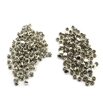 120pcs 6x6mm Silver Double Cap Rapid Rivets Round Head Decorative Rivets Diy Lea - Image 1 of 4