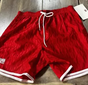 NEW Vtg 90s Red Soccer Shorts Nylon Union Jacks - Picture 1 of 6