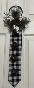 Appendiabiti porta Jingle Bell natalizio nero bianco plaid con pigna nuovo con etichette - Foto 1 di 4