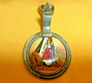 German Porcelain Inlay Pewter Beer Stein Lid - Watch on the Rhein - Picture 1 of 2
