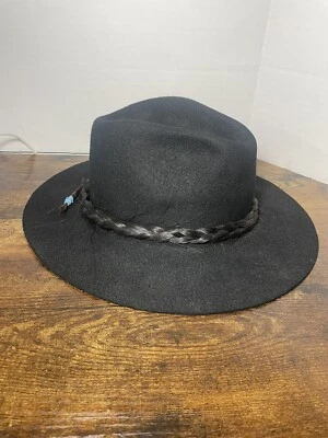 DE COLECCIÓN EDDY BROS NEGRO 100 % LANA SOMBRERO WESTERN TALLA PEQUEÑA BANDA PARA PELO DE CABALLO Foto 1 de 4