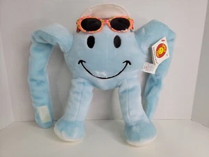 NOS Vintage 1999 Smile Time Happy Face Plush Long Arm Hugger Blue Smiley Face  - Picture 1 of 16