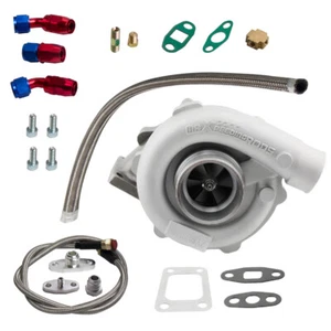 T3 T04E Universal Exhaust Turbo T4 Turbocharger 0.50 A/r 0.63 A/r + Oil Lines - Picture 1 of 13