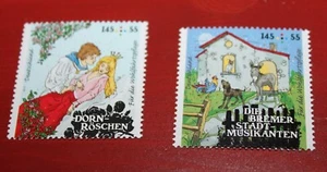 2 Wohlfahrts - Briefmarken - 145 + 55 ct - Dornröschen + Bremer Stadtmusikanten - Bild 1 von 3