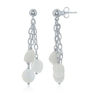 Sterling Silver Triple Aquamarine Nugget Earrings - Picture 1 of 1