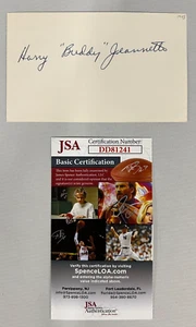 Harry "Buddy" Jeannette Signed Index Card JSA w/COA HOF Fort Wayne Pistons RARE! - Picture 1 of 5
