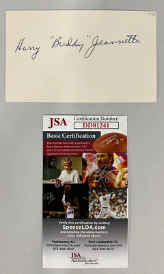 Harry "Buddy" Jeannette Signed Index Card JSA w/COA HOF Fort Wayne Pistons RARE! - Image 1 of 4