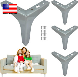 Silver Chrome Metal Furniture Legs Feet Set of 4 – Couch Sofa Legs 6 Inch for Fu