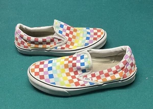 Vans Slip On Mens Shoes Size 11 Color Rainbow Checkerboard. In great condition! - Picture 1 of 5