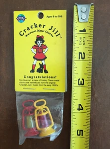 NOS Vintage CRACKER JACK/JILL Historical Metal Charms Yellow & Red Lanterns NIP - Picture 1 of 6