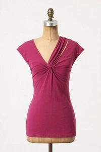 Anthropologie Deletta Tartlet Burst Top Medium Dark Raspberry Pink Cotton Blend - Picture 1 of 8