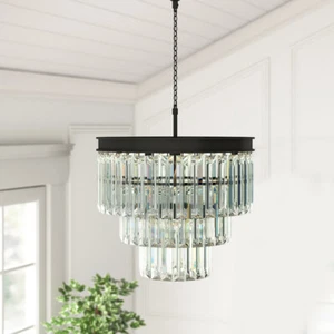 E12 Crystal Chandelier LED Ceiling Light Fixture Pendant Hanging Lamp Home Decor - Picture 1 of 16