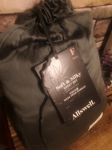 NEW Allswell Soft & Silky VISCOSE BAMBOO SATEEN 4 PC SHEET SET GRAY/GREEN FULL - Picture 1 of 5