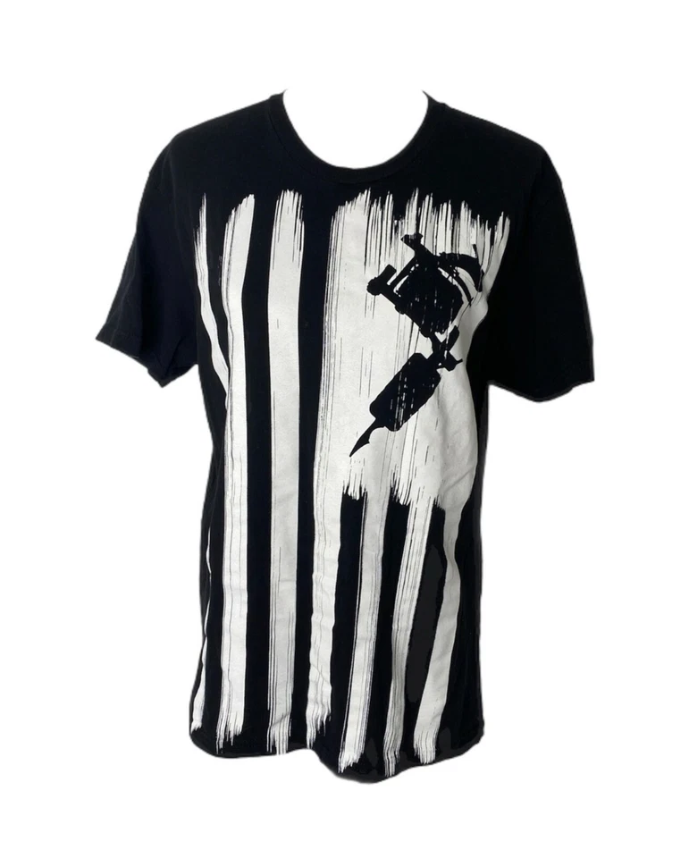 Men's Small Shirt Steadfast Brand Black and White Short Sleeve Crewneck - Image 1 of 4