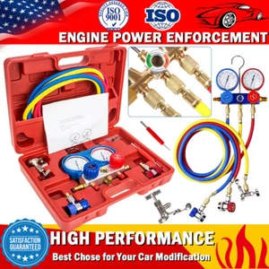 Air Conditioner Manifold Gauge Set Kit AC Diagnostic Tool Refrigeration Charging - Picture 1 of 15