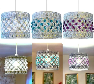 SPARKLY EFFECT MODA GEM LIGHT SHADES CEILING PENDANT WITH BEADS UNIVERSAL FIT - Picture 1 of 29