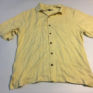 Camisa para hombre Tommy Bahama seda hawaiana de las SS amarilla con botones talla mediana - Imagen 1 de 4