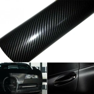 Film Vinyle Carbone 4D 152x20cm Covering haut de gamme NOIR Brillant Rouleau - Foto 1 di 1