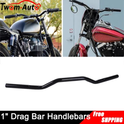 1" Motorcycle Drag Bar Handlebars Bars For Harley Honda Yamaha Suzuki Chopper - Image 1 of 4