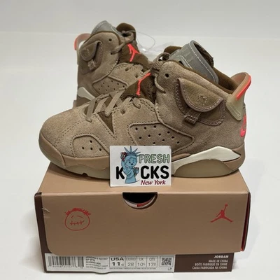 Air Jordan 6 SP Travis Scott British Khaki Little Kids Size 11c Child DH0693-200 - Image 1 of 4