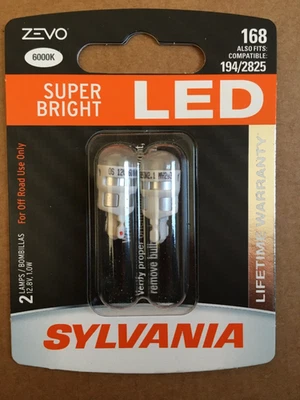 SYLVANIA 168 ZEVO LED BULBS 2 PACK 194/2825 COMPATIBLE - Image 1 of 2