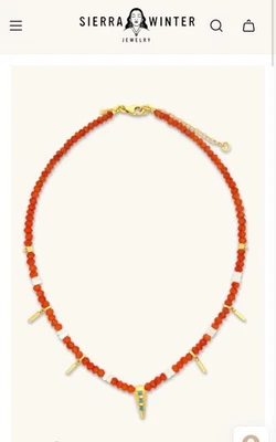 NEW Sundance Jewelry Gold Sundown Carnelian Turquoise Necklace by Sarah Winter - Image 1 of 4